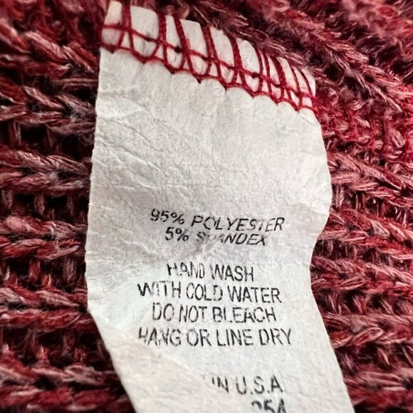 Sadie & Sage Womens Sweater Red Marled Long Sleeve Hi Low V Neck Hooded S - Picture 9 of 10